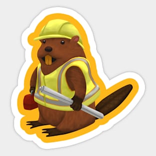 Construction Beaver Sticker